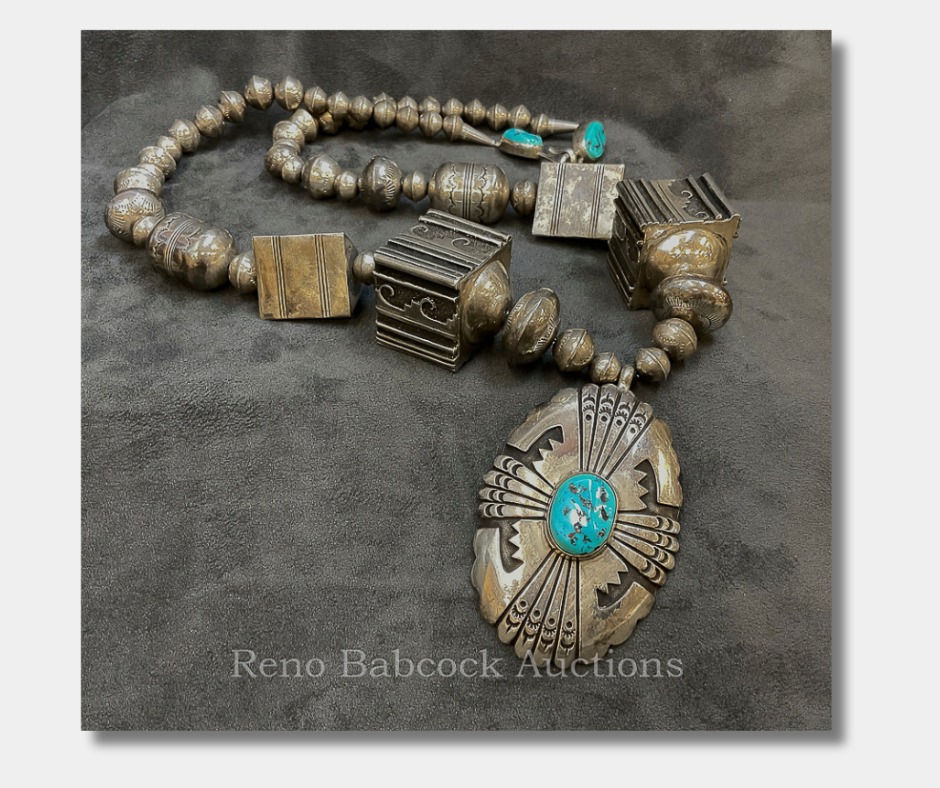 Tommy Singer Sterling Turquoise Necklace sold by Reno Babcock Auctions